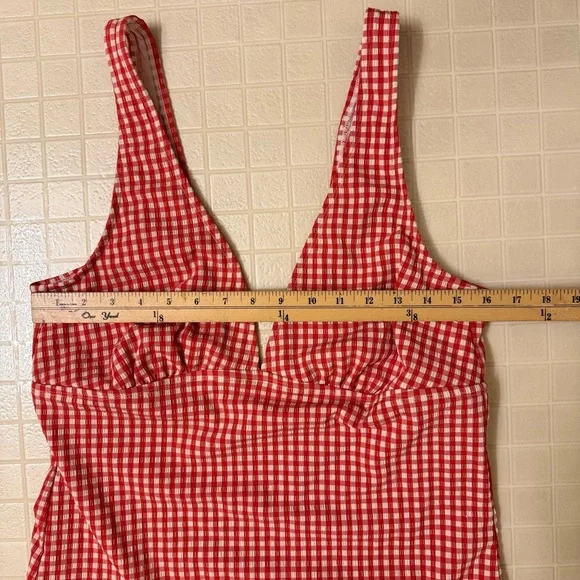 Shade & Shore Red Gingham One-Piece Swimsuit Size XL - Picture 5 of 6